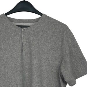 BYLT Premium Basics Lux Henley Mens Large Gray Short Sleeve Curved Hem Shirt